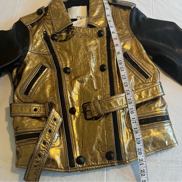 NWT 3.1 Phillip Lim Distressed Metallic Belted Biker Jacket Bronze Sz 6 (a2) - Picture 12 of 16